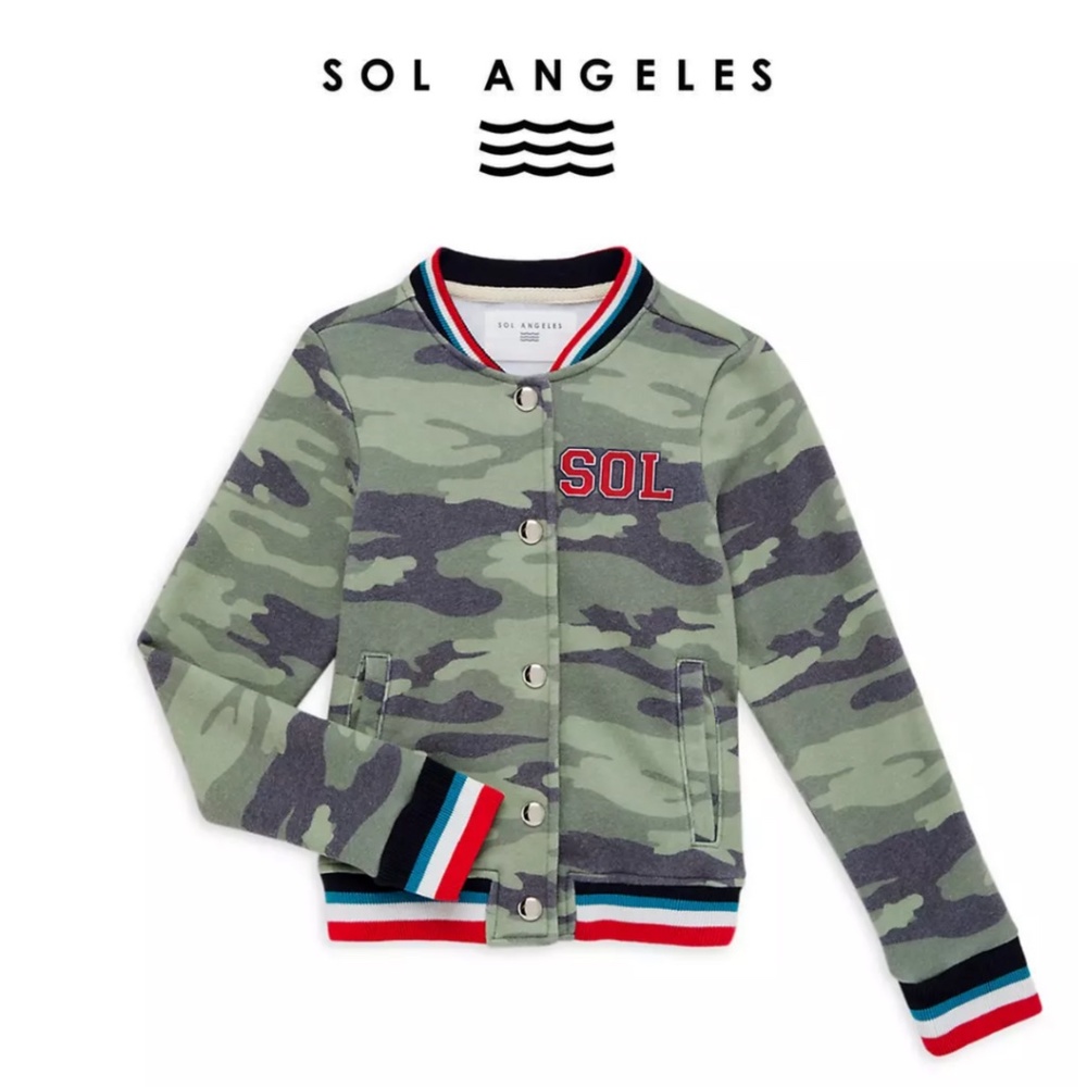 Sol Angeles Camo Bomber Sweatshirt Jacket